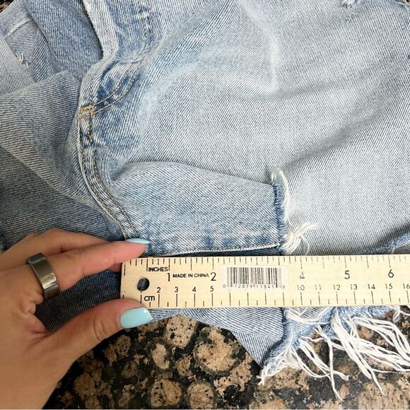Agolde Light Blue Distressed Jean Shorts - Picture 11 of 11